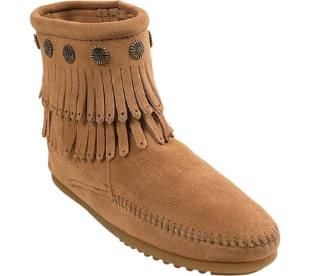 Women's Minnetonka Double Fringe Side Zip Boot Women's Minnetonka Double Fringe Side Zip Boot