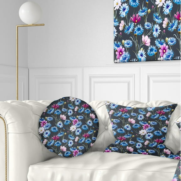 Designart Multi Color Corn Flowers - Floral Throw Pillow - 12x20