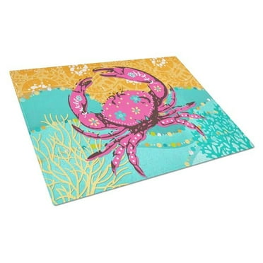 Coastal Pink Crab Glass Cutting Board - Large