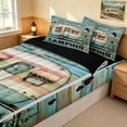 thumbnail image 3 of Erosebridal Watercolor Camper Car Zipper Twin Comforter Sets with Fitted Sheet and 2 Pillowcases, Happy Camping Zipper Bedding Set, Black Reversible, 3 of 7