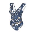 thumbnail image 4 of Yiaed Forest Elk Print Women's Ruffled One Piece Swimsuit V Neck Swimwear Slimming Monokini for Woman-X-Large, 4 of 8