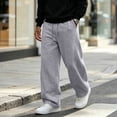 thumbnail image 2 of Men's Baggy Sweatpants Wide Leg Lounge Cotton Casual Jogging Pants With Pockets | High Waist Drawstring,Open Bottom,Workout Athletic Outfits Gray XL, 2 of 7