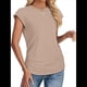 thumbnail image 3 of Camiseta de Corta con Cuello Redondo y Fruncido para Mujer, Color Caqui, Talla M, 3 of 7