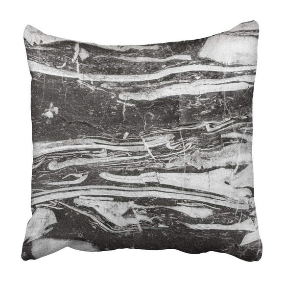 BSDHOME Black Marble Stone Closeup Focus On The Pattern Of White Geology Granite Mineral Slab Pillowcase 18x18 inch