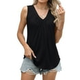 thumbnail image 4 of HADST Women's Casual V-Neck Sleeveless Tank Tops Summer Pleated Shirts, Comfortable & Trendy Sizes S-XXL, 4 of 9