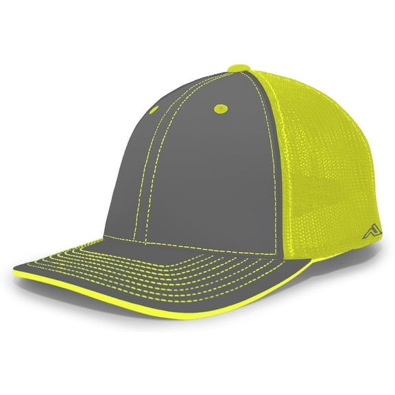 Pacific Headwear Trucker Flexfit Cap 404M Graphite/Neon Yellow/Graphite S/M
