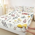 thumbnail image 3 of Homewish Cartoon Cute Mushroom Bed Sheets, Jungle Leaf Botanical King Sheets, Rustic Farmhouse Sheet Set, Luxury Bedroom Decor, 4pcs, 3 of 7