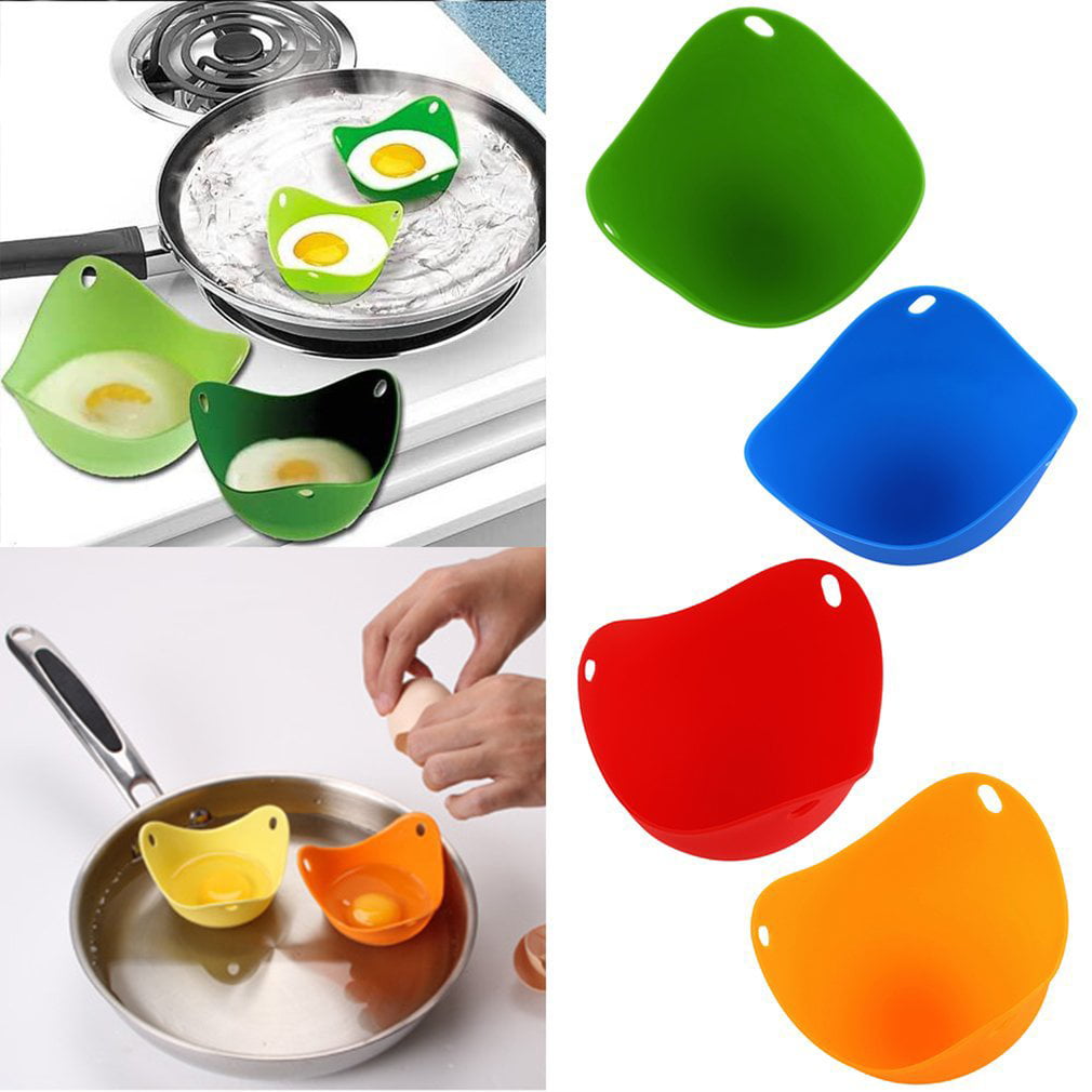 2 PCS Silicone Egg Poacher Fried Eggs Tray Nontoxic Eggboilers Convinient Cooking Tools Durable Kitchen Cookware Red