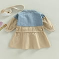 thumbnail image 4 of Robe Fille Manches Longues Col à Revers Patchwork en Denim Kaki, 4 of 8