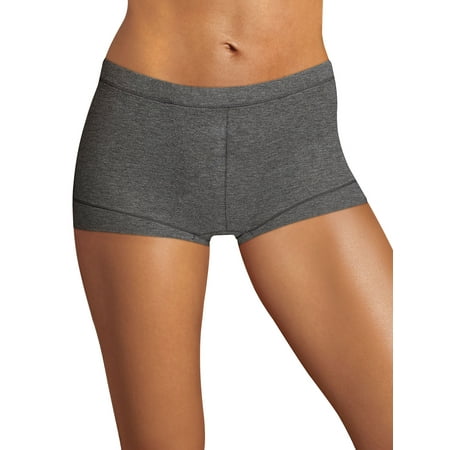 Women s Maidenform DM0002 Dream Tailored Cotton Boyshort Panty (Charcoal Heather 7)