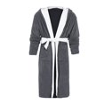 thumbnail image 4 of WZXFASHION Men's Winter Plush Lengthened Shawl Bathrobe Home Clothes Long Sleeved Robe Coat Intimates Grey S, 4 of 7