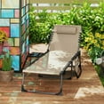 thumbnail image 4 of Spaco 5-Level Adjustable Chaise Lounge with Side Table, Pillow, Storage Pocket, Outdoor Tanning Chair for Patio, Garden, Poolside, Beige, 4 of 11