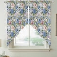 thumbnail image 2 of Blue Pink Spring Floral Swag Valances for Windows 2 Pack, Kitchen Window Curtains 36 Inch Length, Vintage Summer Botanical Privacy Swag Curtains for Living Room/Bathroom with Rod Pocket 36"x36", 2 of 8
