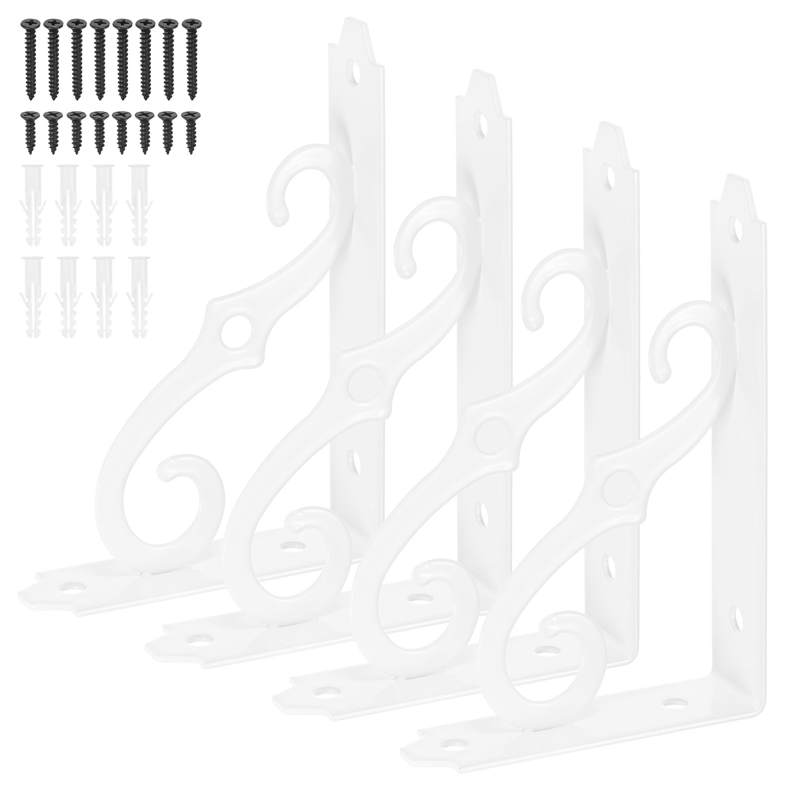 4-Pack Shelf Brackets, 5 Inch Long Iron Wall Mount Shelf Support Bracket for Home/Kitchen/DIY Decorative [White]