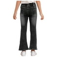 thumbnail image 4 of iiniim Kids Girls Summer Casual Flared Jeans Vintage Wide Leg Denim Trousers Bell-Bottom Denim Pants Black 130, 4 of 7