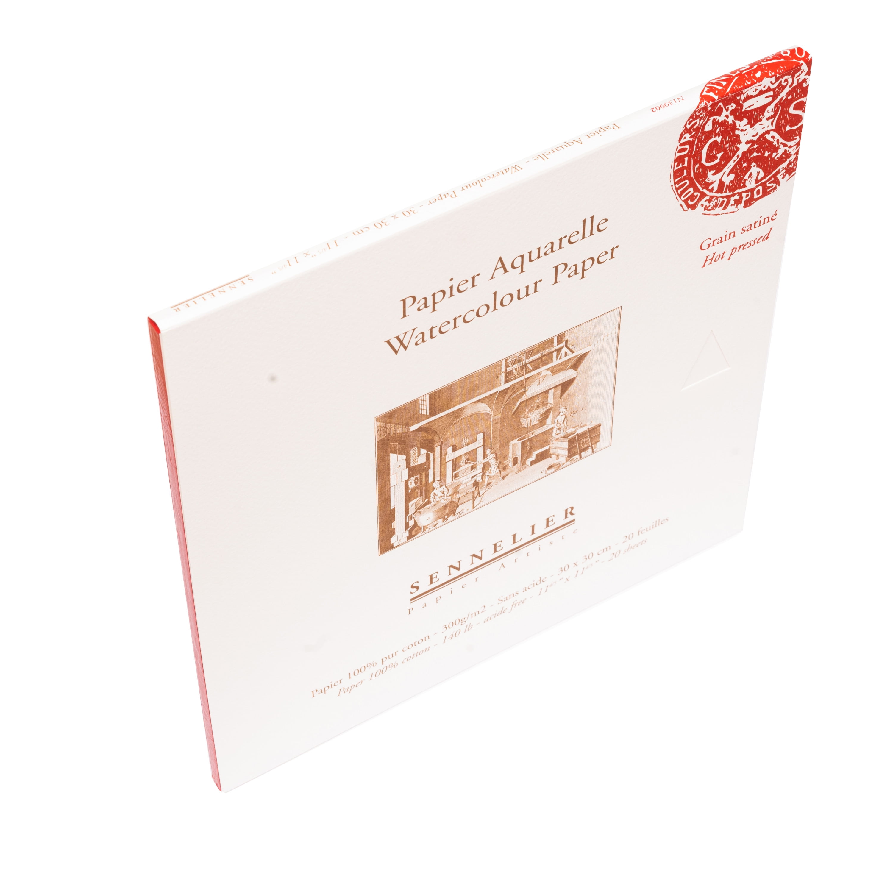 Sennelier Watercolor Block, 20 Sheet S, Hot-Pre S S, 12" x 12"