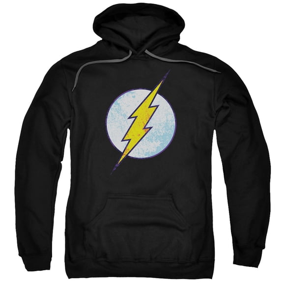 Trevco Dco-Flash Neon Distress Logo - Adult Pull-Over Hoodie - Black- Large
