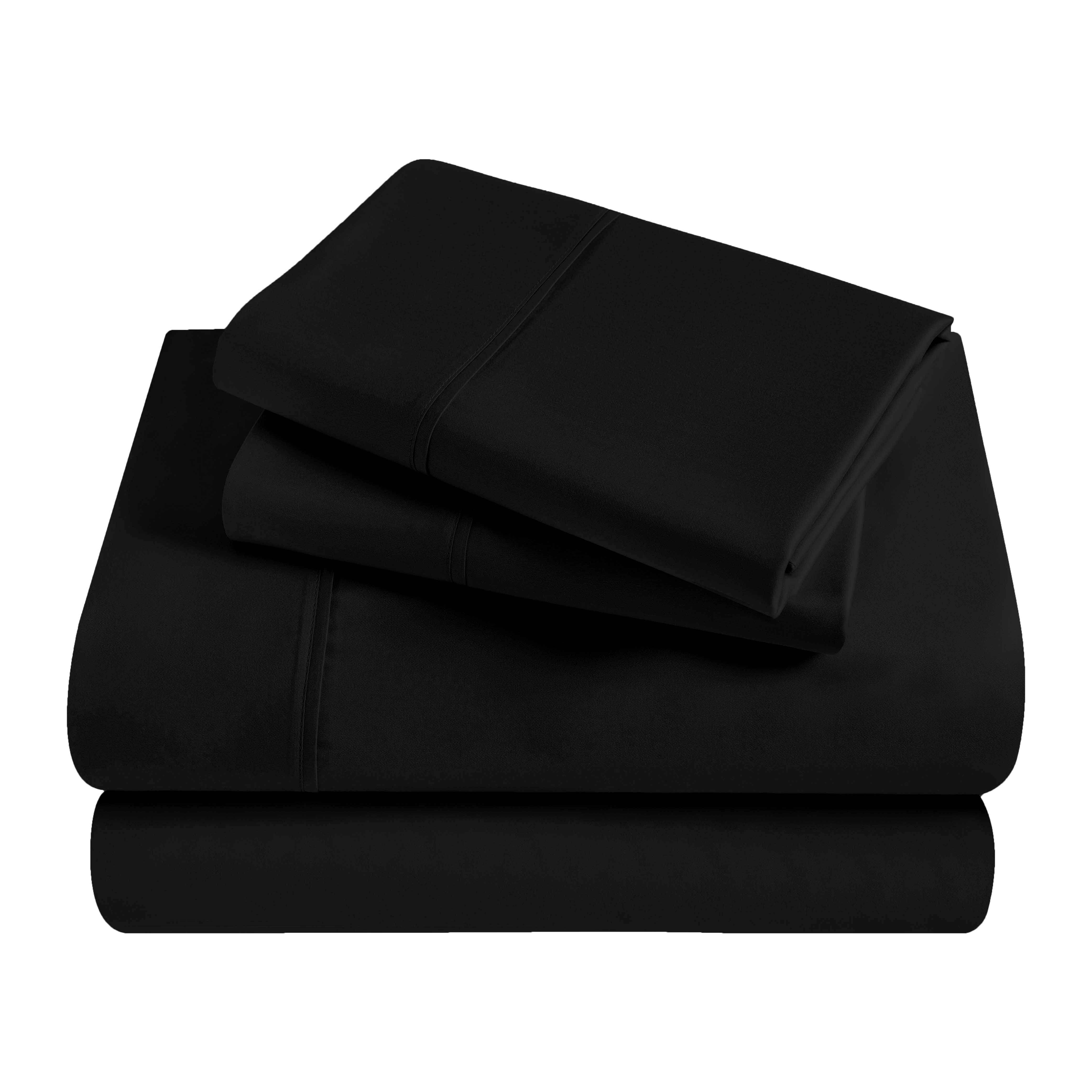 Superior Egyptian Cotton 300 Thread Count Deep Pocket Sheet Set, Queen, Black