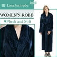 thumbnail image 2 of Artfasion Womens Long Flannel Bathrobe Solid Soft Plush Bath Robe Microfiber Fleece Full Length Sleepwear, 2 of 6