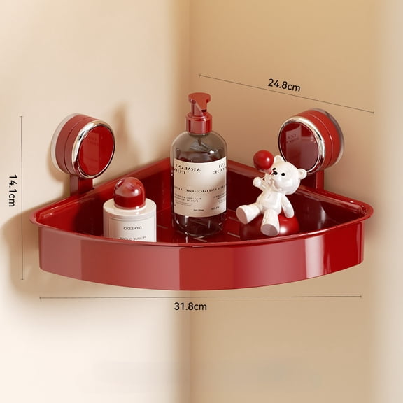 Bathroom Suction Cup Triangle Storage Rack Vintage Style Wall-Mounted No-Drill Makeup Organizer Bathroom Storage Shelf