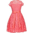thumbnail image 3 of Big Girls' Illusion Lace Top Stone Belt Flowers Girls Dresses Coral 14 (J19KS88), 3 of 3