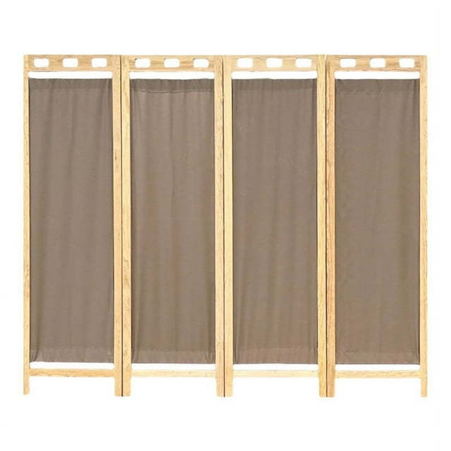 Biombo Mampara Madera DE Pino Natural 4 Paneles Capuchino MARDAM