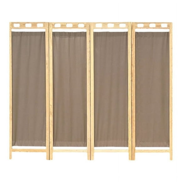 Biombo Mampara Madera DE Pino Natural 4 Paneles Capuchino MARDAM
