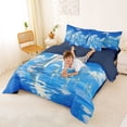 thumbnail image 4 of Manfei Oil Painting Sailboat Bedding Comforter Set for Kids Boys and Girls, Nautical Themed Full Bedding Set, Navy Reversible 7pcs, 4 of 6