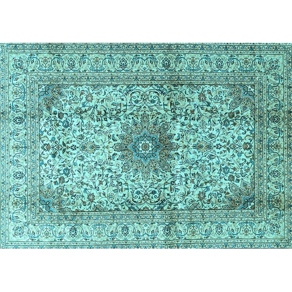 Ahgly Company Indoor Rectangle Medallion Light Blue Traditional Area Rugs, 2' x 3'