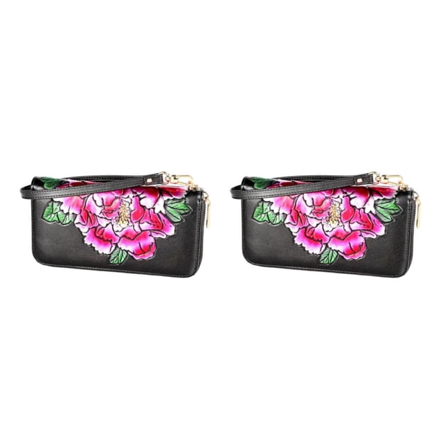 Monedero de cuero Sonducket para mujer resistente al agua con Clip para fotos y bolsillo para tarjetas Rosa Tipo 2