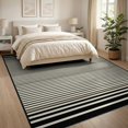thumbnail image 3 of ODIKA Ivory Tan Striped Border Bold Banded Edges Lines Farmhouse Frame Foldable Easy Care for King Size Bedroom, Master Suite, Under Bed, 3 of 7
