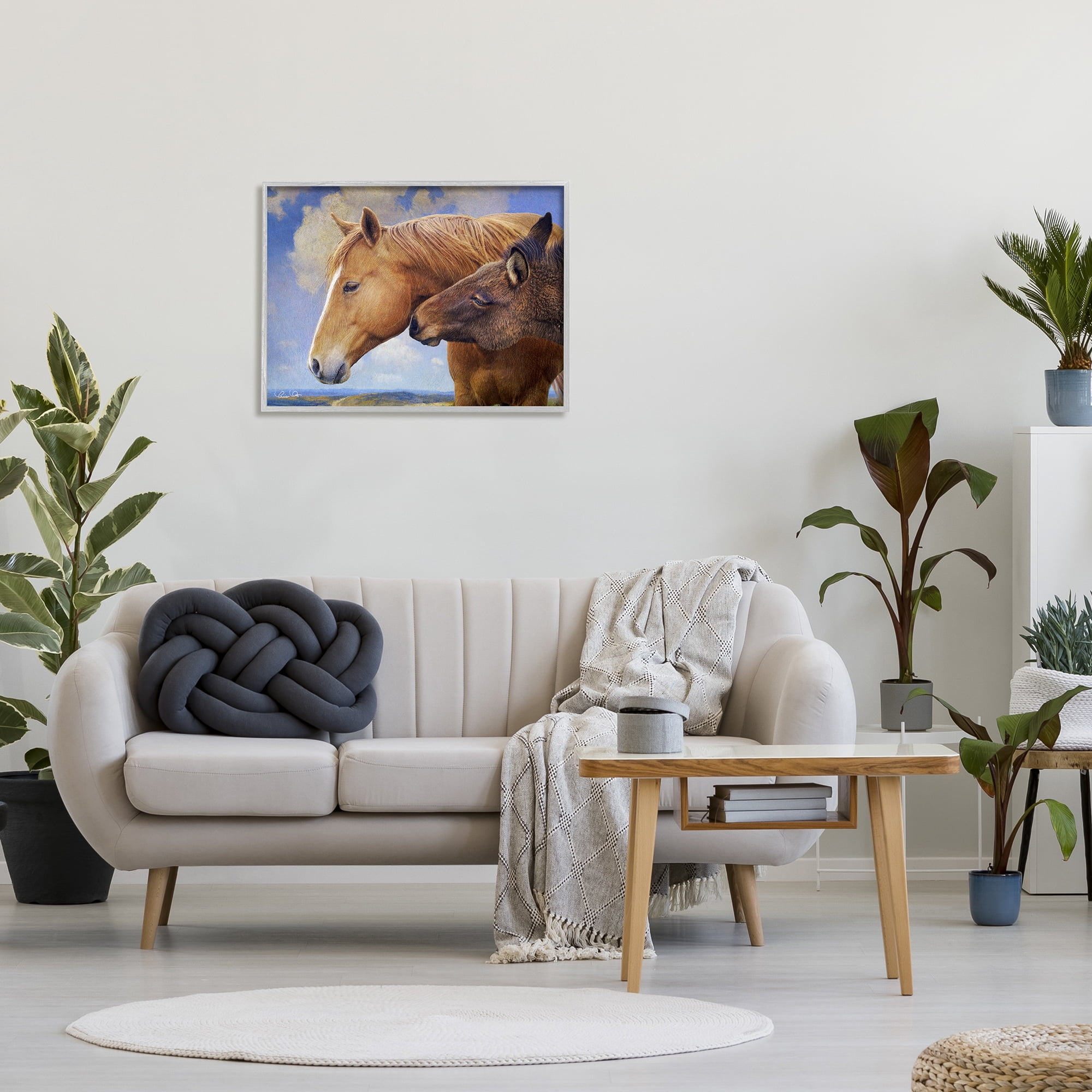 Stupell Farmhouse Horses Cuddle Nature Landscape Animals & Insects Photography Gray Framed Art Print Wall Art