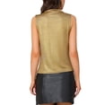 thumbnail image 3 of INSPIRE CHIC Women's Top Metallic Ruched Cowl Neck Sleeveless Party Shiny Tank Tops S Golden, 3 of 6