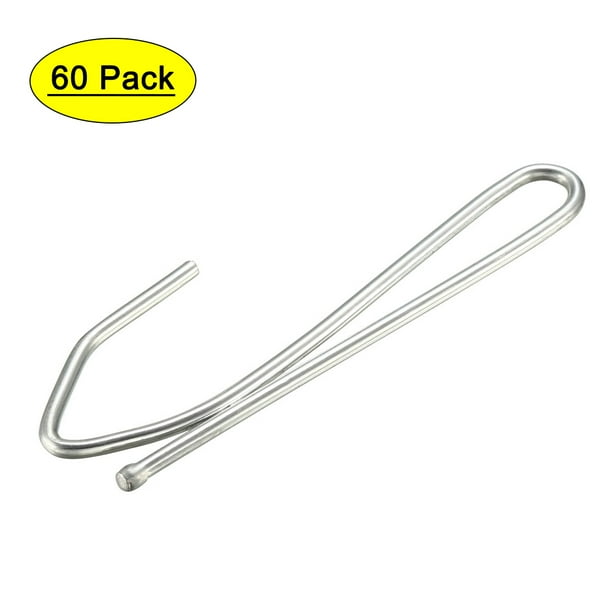 Ganchos de cortina Uxcell de 2.7" de hierro con recubrimiento de zinc tono plateado, paquete de 60