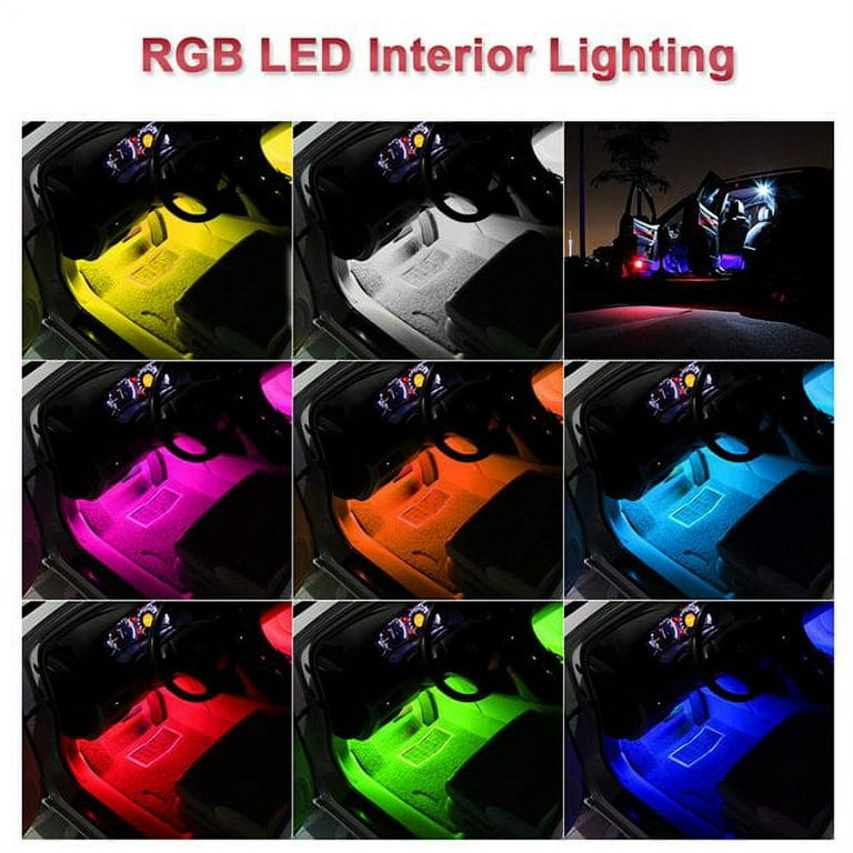 (4er Set) 48 LEDs Auto Licht Streifen RGB Fussraumbeleuchtung für