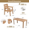 thumbnail image 4 of DEAUL 7-Piece Outdoor Dining Set, All-Weather HIPS Patio Table & 4 Chairs with Umbrella Hole, Outdoor Furniture for Garden Backyard Deck（Teak）, 4 of 8