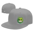 thumbnail image 4 of DouZhe Flat Brim Cap Snapback Hat, Cartoon Angry Alien Prints Adjustable Gray Adult Baseball Cap, 4 of 6