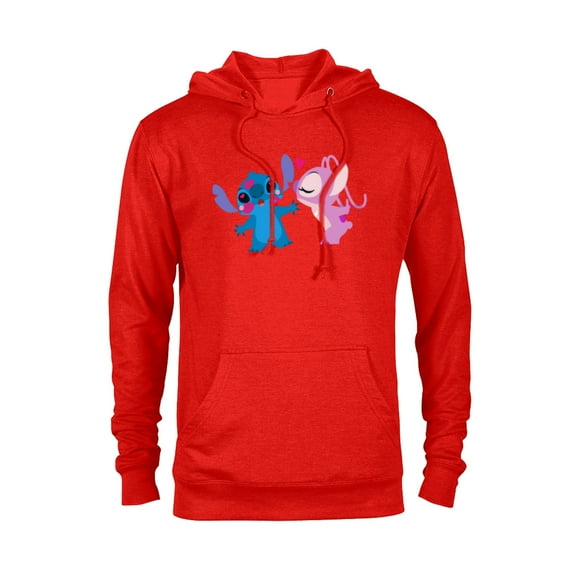 Disney Stitch and Angel Valentine’s Day Kisses - Pullover Hoodie for Adults – Customized-Red Heather