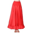thumbnail image 2 of YM YOUMU Women Elastic Waist Satin Ruffle Ballroom Skirt Modern Dance Swing Waltz Tango Dancewear, 2 of 3