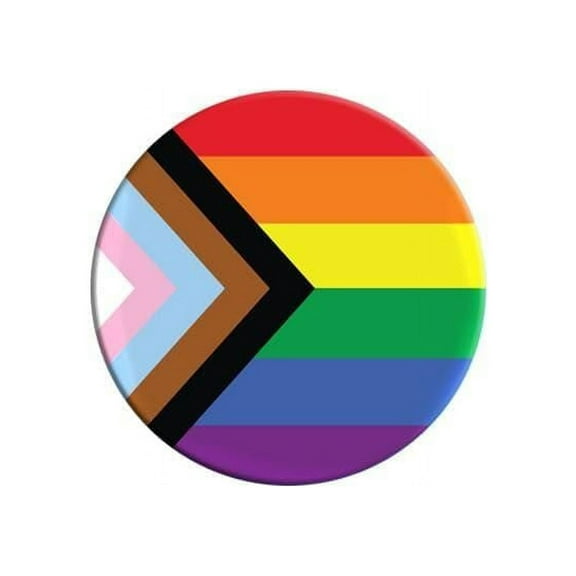 Round Daniel Quasar "Progress Pride" Rainbow Flag Button Pins 25 Piece