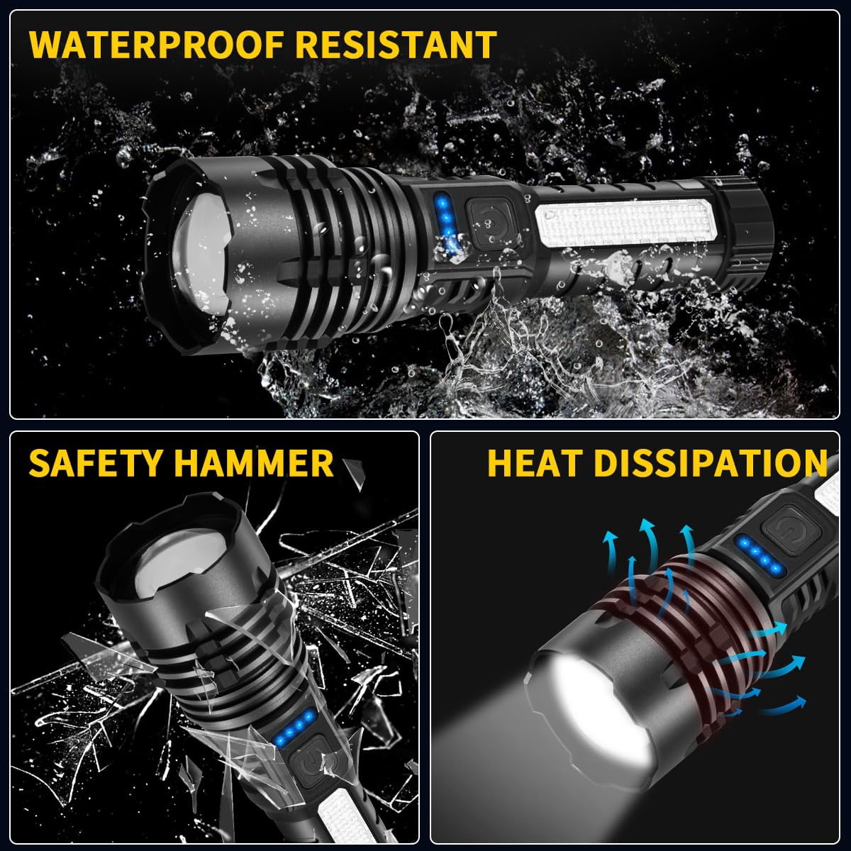 4pack Rechargeable High Lumens LED Flashlight for Home Emergency Camping Outdoor Use