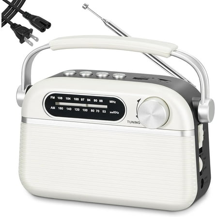 J-130 Radio Portable AM FM, for Dad and Mom, AC Power,Battery Operated/Rechargeable Radio for Emergency Use, Vintage Radios with Bluetooth for Outdoor/Home/Gift