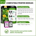thumbnail image 3 of 64 XL 64XL Ink Cartridges 2-Pack Black/Tri-Color Compatible for HP64 Ink Cartridges for Envy Photo 7855 7858 7900e Envy Inspire 7255e 7955e 7900e Tango Series Printers, 3 of 8