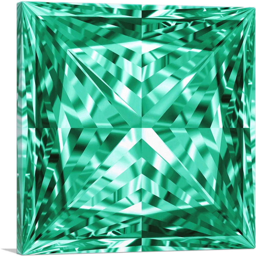 ARTCANVAS Emerald Green Princess Cut Diamond Jewel Canvas Art Print artcanvas-emerald-green-princess-cut-diamond-jewel-canvas-art-print