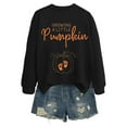 thumbnail image 3 of Trendfront Womens Halloween Growing A Little Pumpkin Sweatshirt Long Sleeve Graphic Crewneck Fall Theme Pumpkin Print Pullover Top, 3 of 3