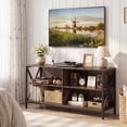 thumbnail image 2 of Gymax TV Stand for TVs up to 55'' 48'' Entertainment Center w/ 4 Open Storage Shelves, Wooden TV Cabinet with Raised Metal Legs, 2 of 10