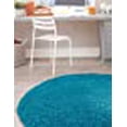thumbnail image 5 of Unique Loom Solo Solid Shag Collection Area Modern Plush Rug Lush & Soft, 8' 0 x 8' 0 Round, Turquoise, 5 of 5