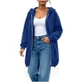 thumbnail image 3 of Thousandth Women's Loose Fit Zip Up Hooded Coat Casual Mid Length Oversized Long Sleeve Sweatshirt Fall Winter Warm Jacket, 3 of 8