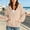 Beige, variant on 2026 Summer Women's Wrap V Neck Hoodie, Drop Shoulder Long Sleeve Solid Loose Pullover Sweatshirt with Front Kangaroo Pocket for Beach Lounge Daily Layering