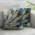 Chilfamy Bird Feather Throw Pillow Cover Teal Brown Turquoise Feather